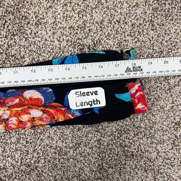 MAEVE Women's‎ 4 Black Floral Woodland Walk Button Front Tropical Resort Blouse - Picture 7 of 9